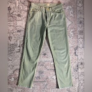 MOTHER Rascal Ankle Snippet Jeans in Light Mint Green and Pale Yellow Size 25